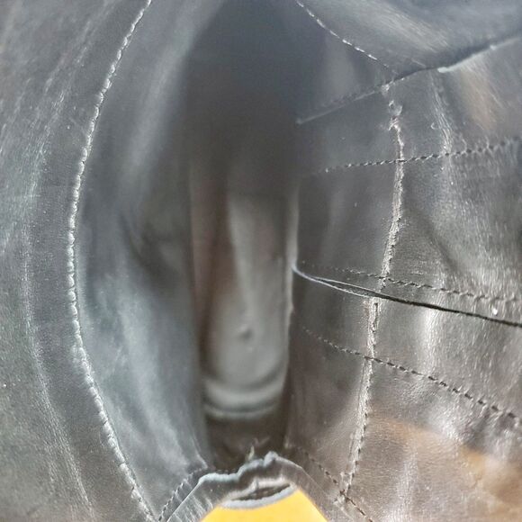 Charles David Black Leather Combat Moto Buckle Boot Biker Italy Womens SZ 6.5 - Picture 7 of 9